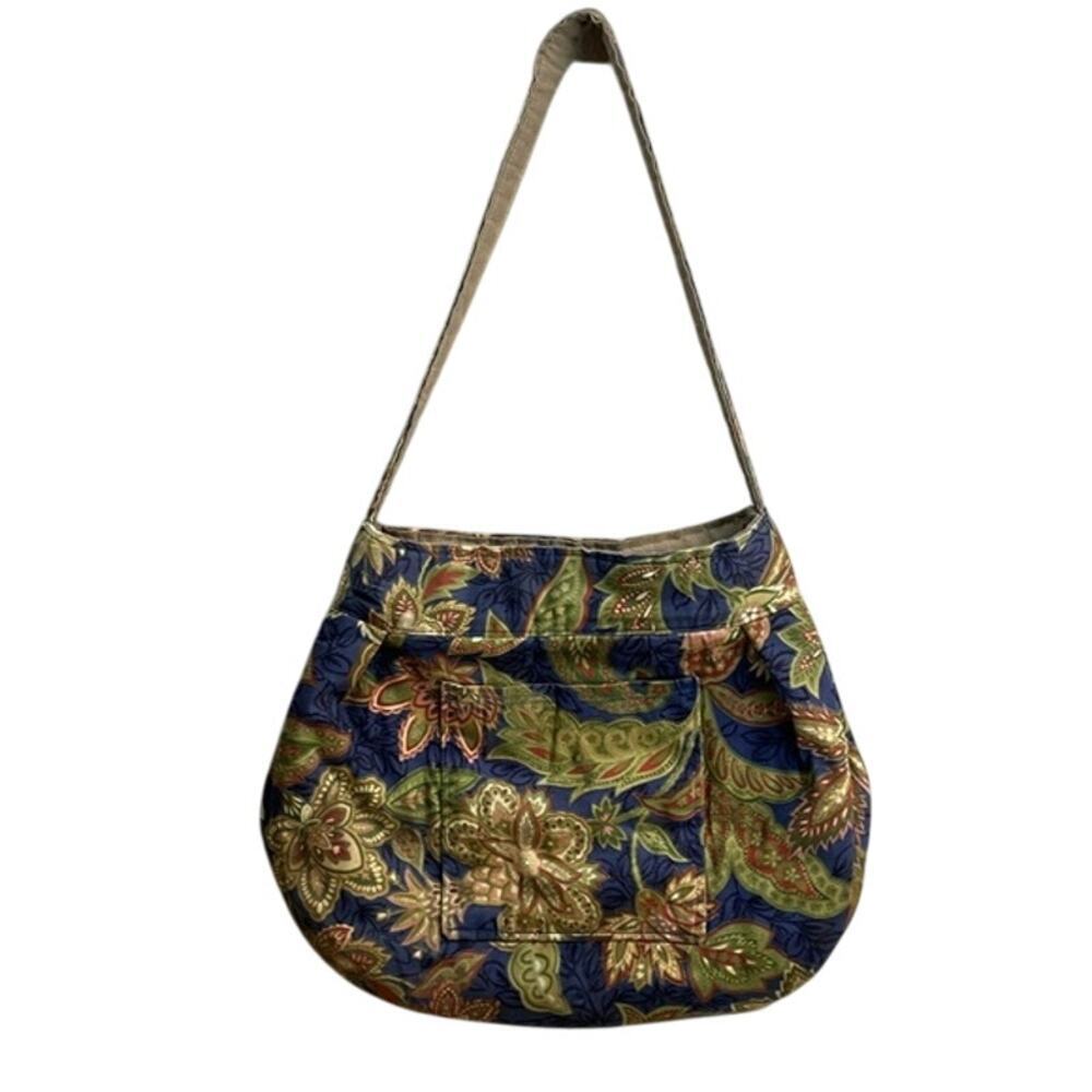 Handmade Blue and Green Floral Print Cotton Cottagecore Purse‎ Pocketbook